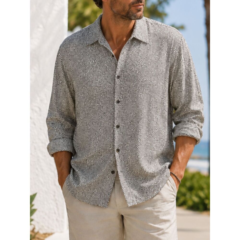 NEW! J. FERRAR Slim Button Down shirt XL Men Black White Floral Print 3/4 Sleeve